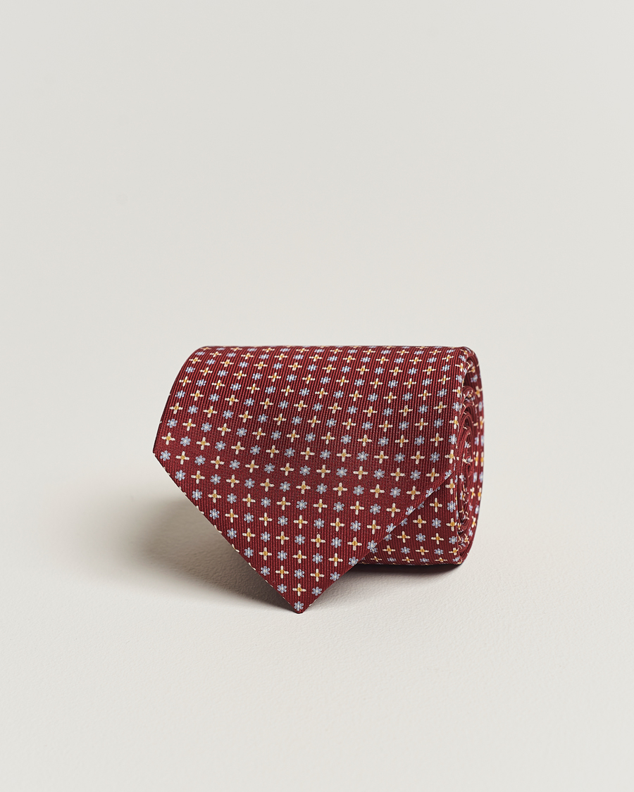 Homme | E. Marinella 3-Fold Printed Silk Tie Burgundy | E. Marinella | 3-Fold Printed Silk Tie Burgundy