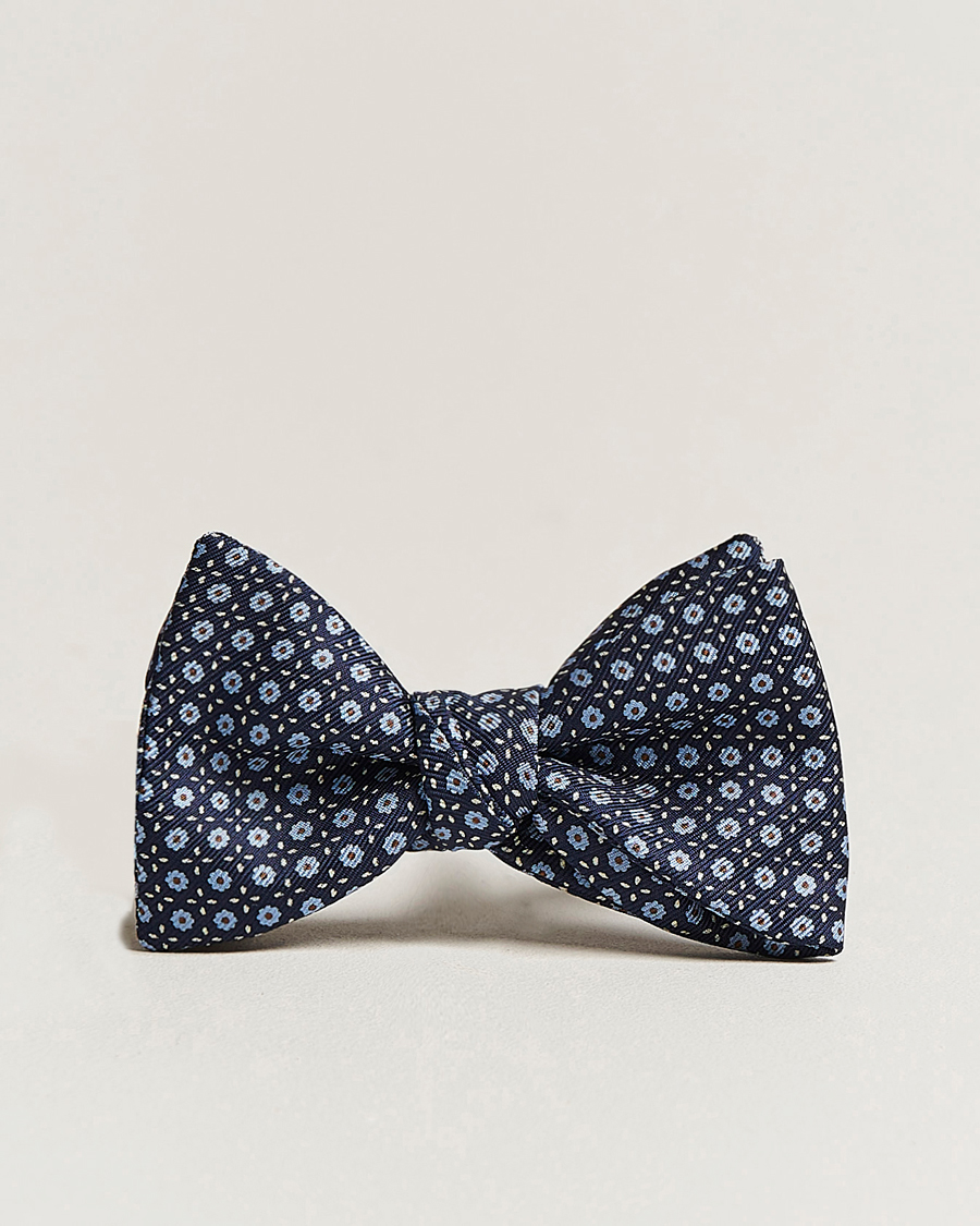 Homme | E. Marinella Printed Silk Bow Tie Navy | E. Marinella | Printed Silk Bow Tie Navy