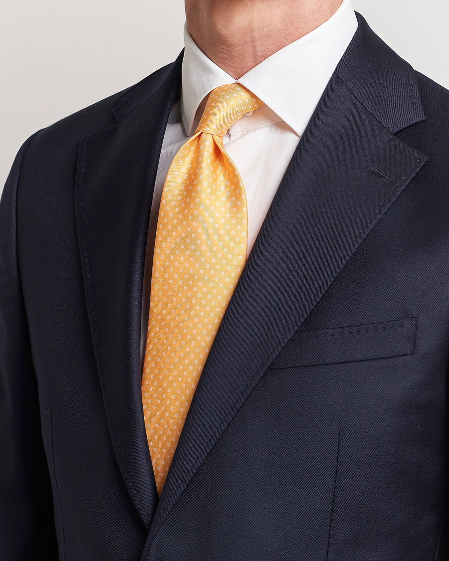 Homme | E. Marinella 3-Fold Printed Silk Tie Yellow | E. Marinella | 3-Fold Printed Silk Tie Yellow
