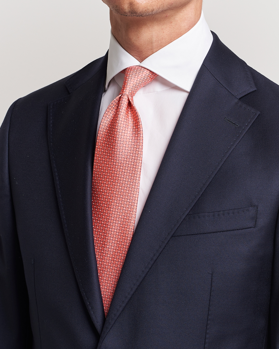 Homme | E. Marinella 3-Fold Printed Silk Tie Orange | E. Marinella | 3-Fold Printed Silk Tie Orange