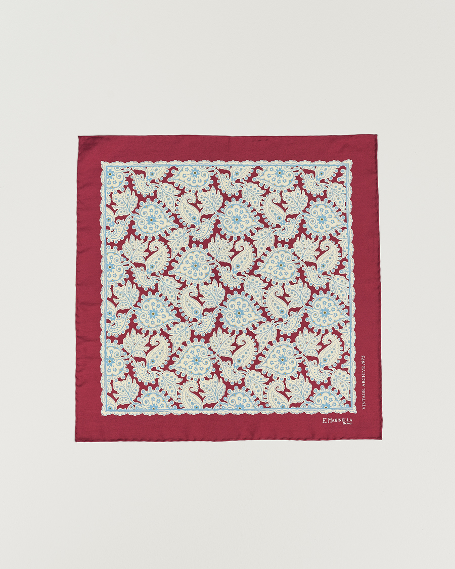 Homme | E. Marinella Paisley Silk Pocket Square Burgundy | E. Marinella | Paisley Silk Pocket Square Burgundy