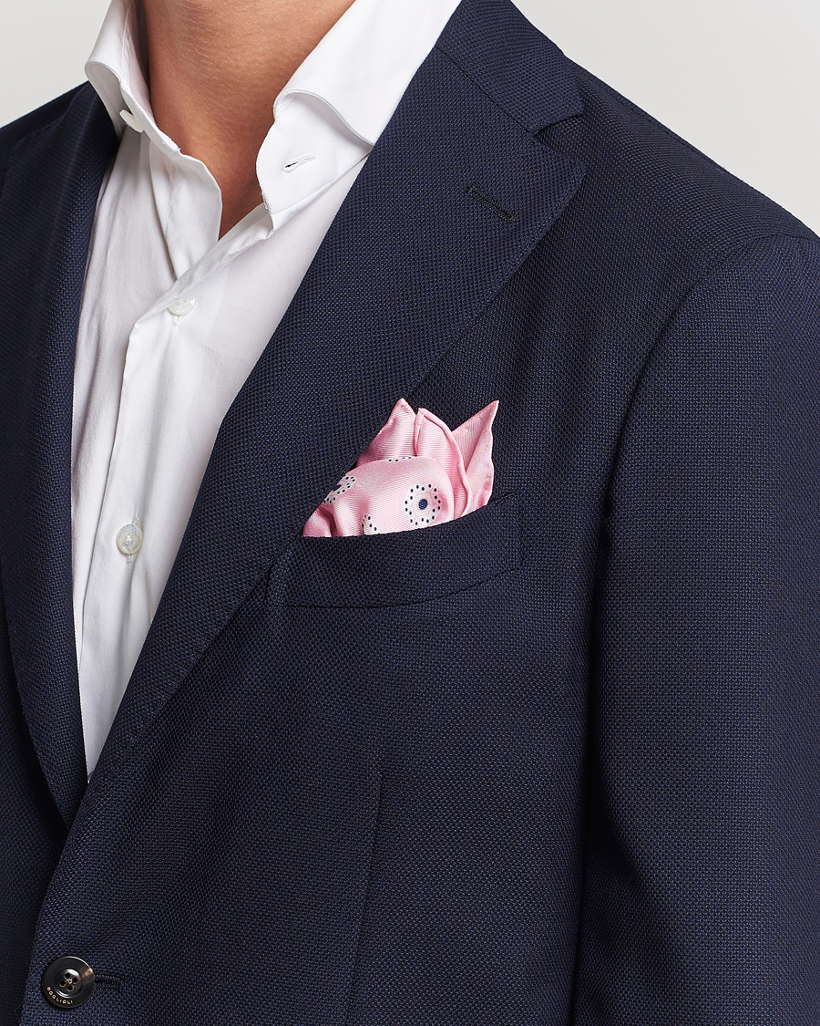 Homme | E. Marinella Printed Silk Pocket Square Pink | E. Marinella | Printed Silk Pocket Square Pink