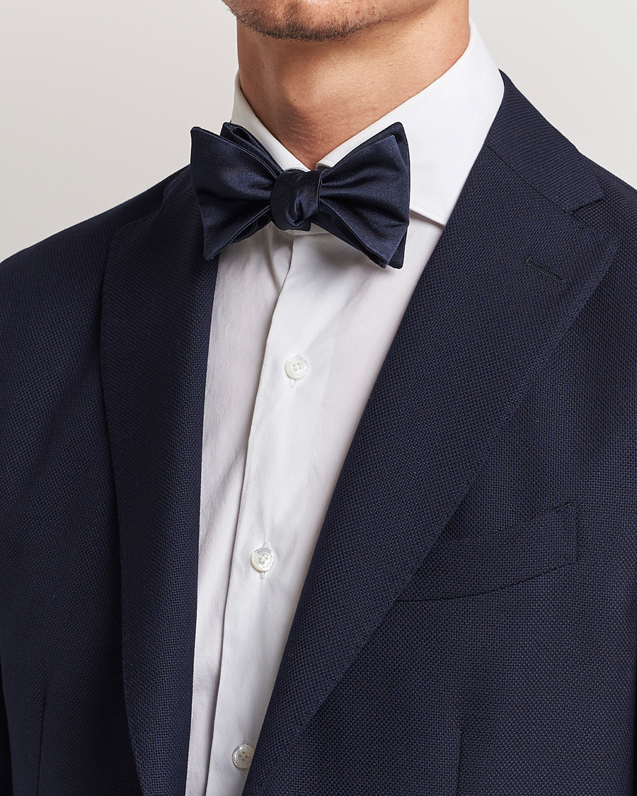 Homme | Nœuds Papillon | E. Marinella | Silk Bow Tie Navy Satin
