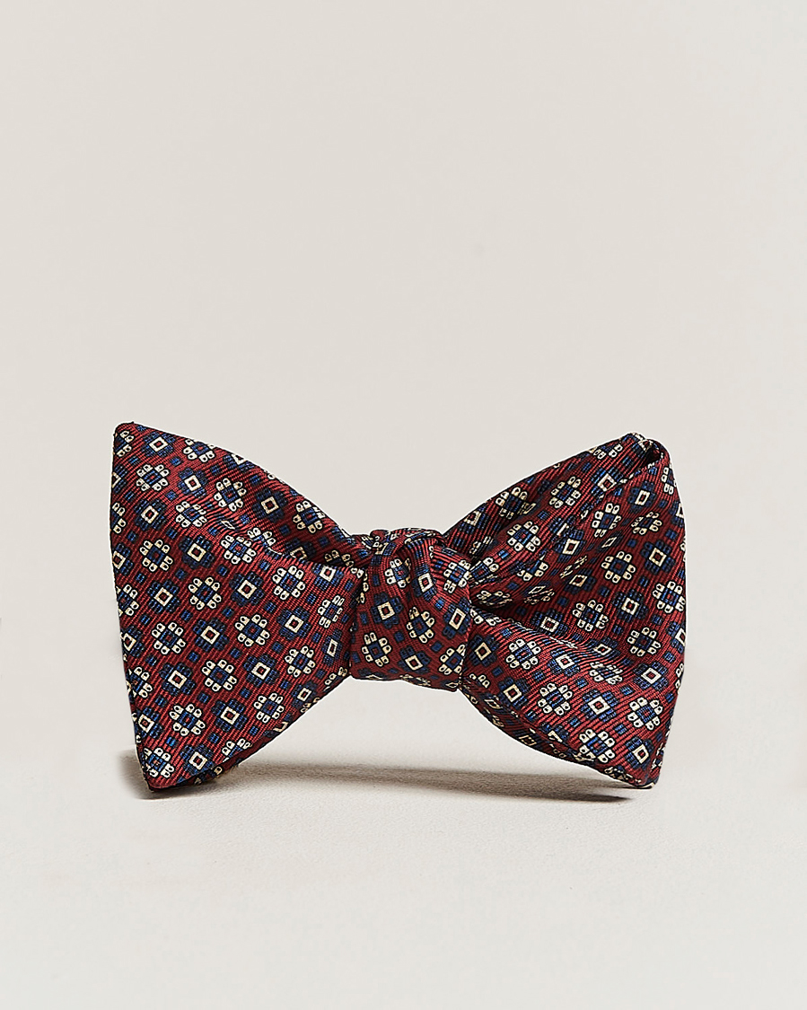 Homme | E. Marinella Printed Silk Bow Tie Burgundy | E. Marinella | Printed Silk Bow Tie Burgundy