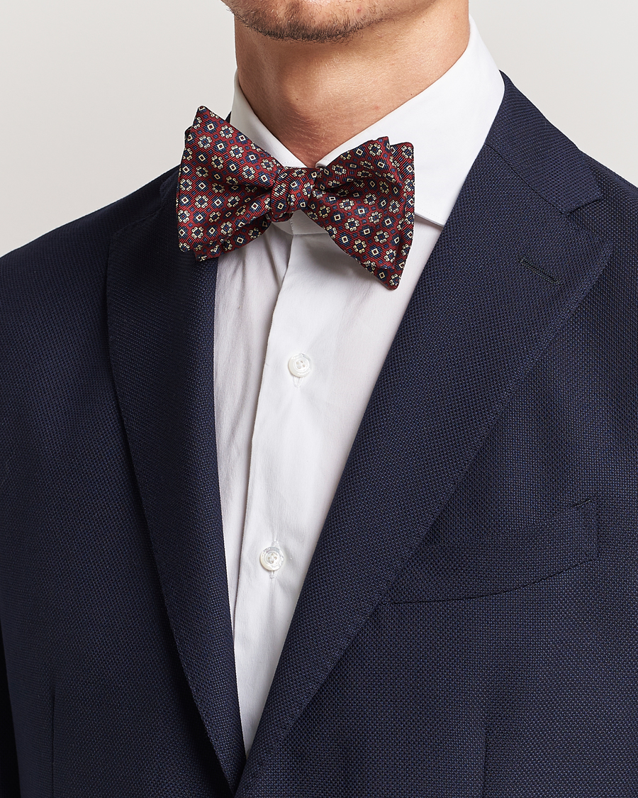 Homme | E. Marinella Printed Silk Bow Tie Burgundy | E. Marinella | Printed Silk Bow Tie Burgundy