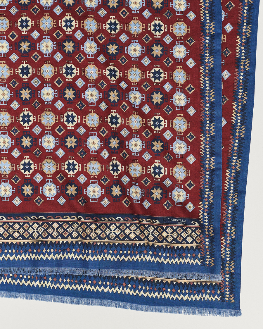 Homme | E. Marinella Wool/Silk Printed Scarf Burgundy | E. Marinella | Wool/Silk Printed Scarf Burgundy