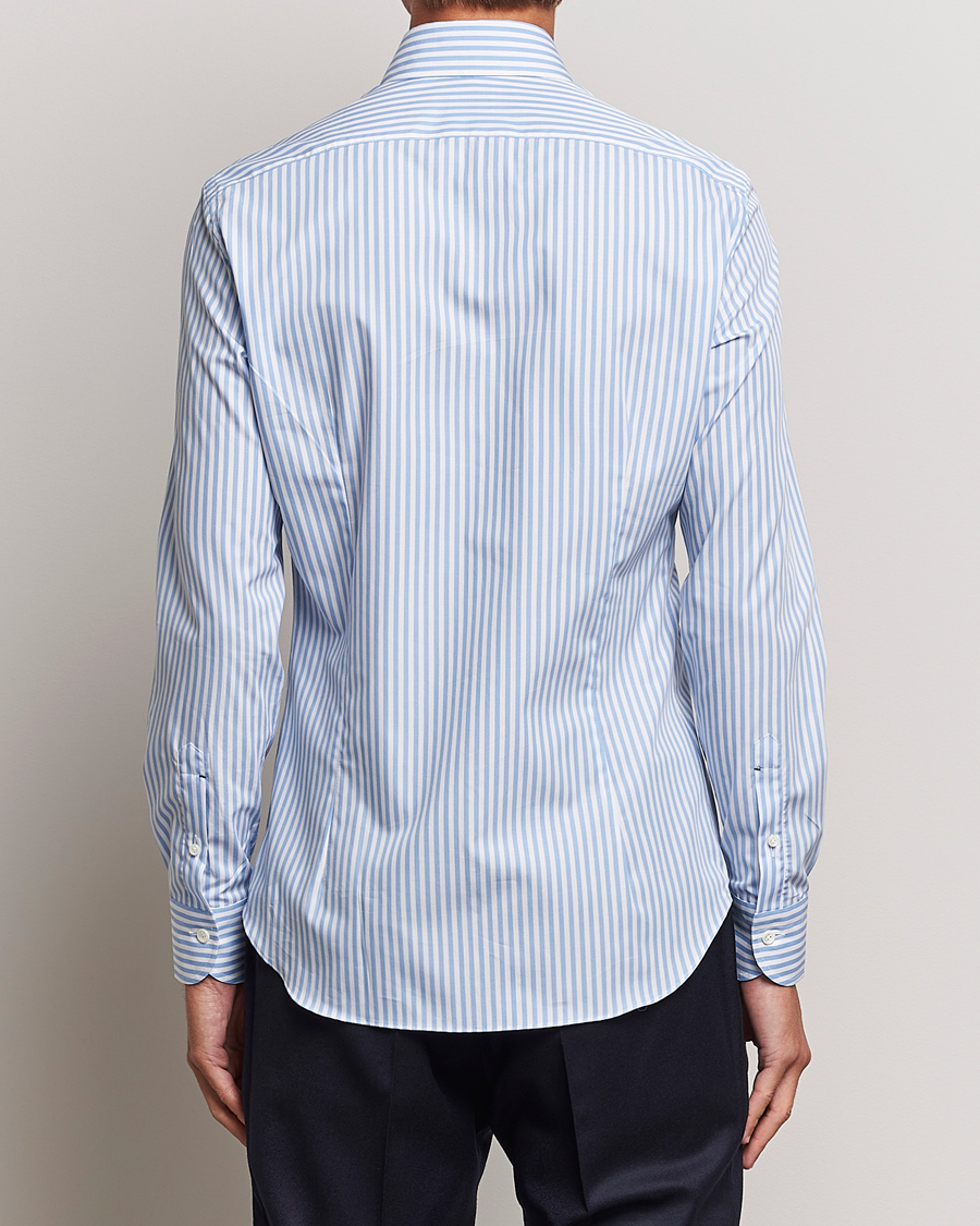 Homme | Chemises | Mazzarelli | Soft Button Down Striped Shirt Light Blue