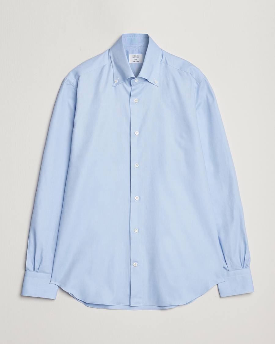 Homme | Chemises | Mazzarelli | Soft Washed Button Down Oxford Shirt Light Blue