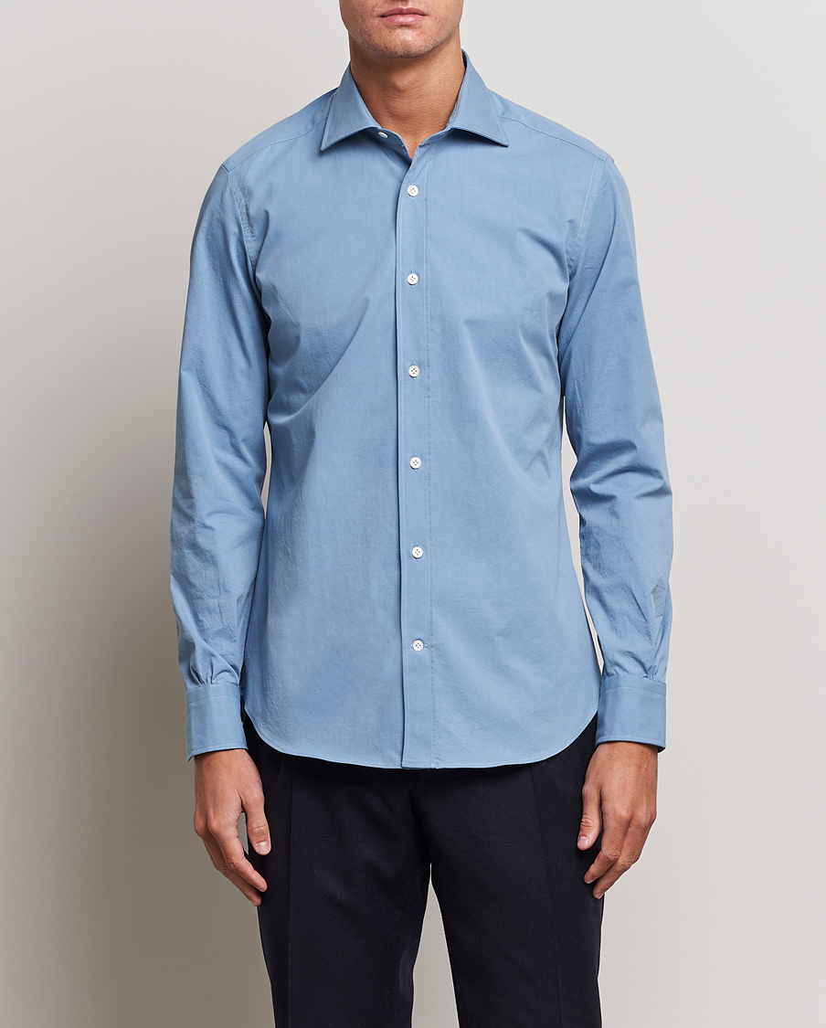 Homme | Chemises | Mazzarelli | Soft Twill Cotton Shirt Light Blue