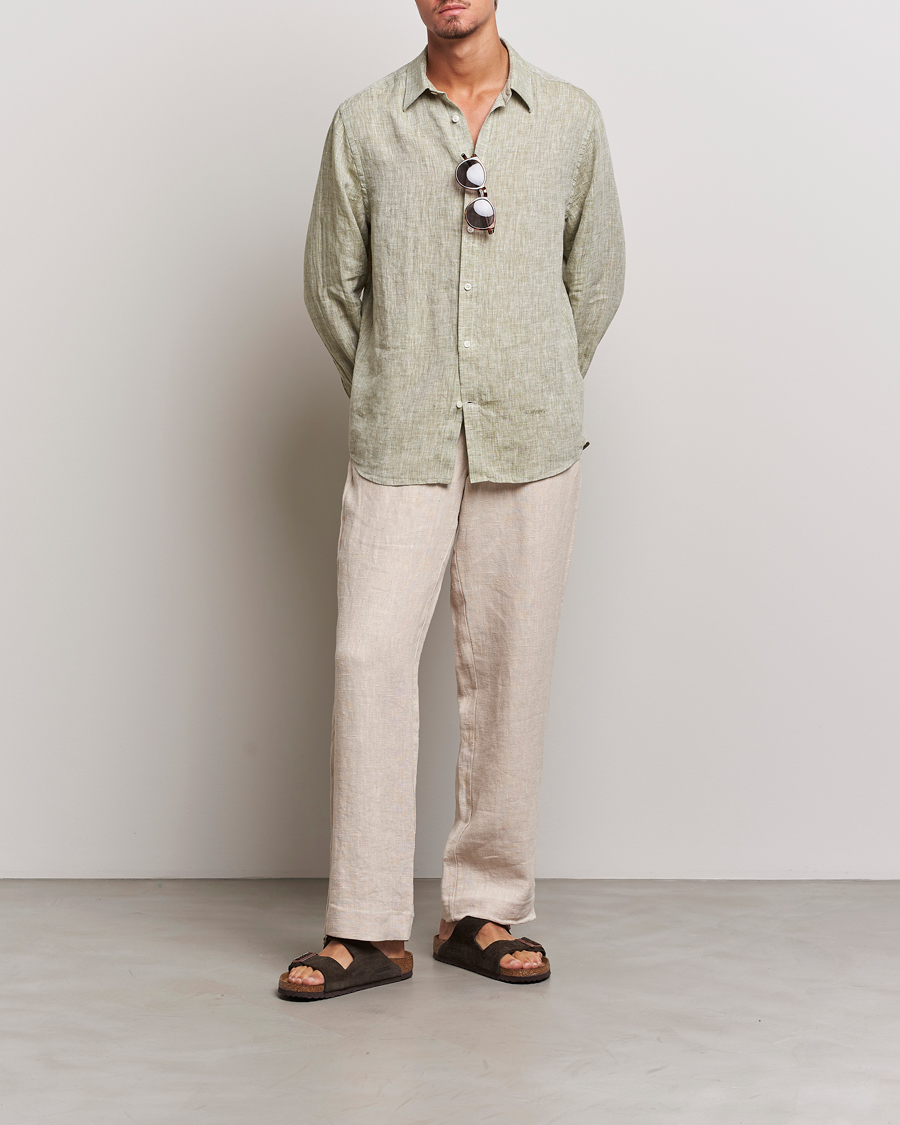 Homme | Chemises | J.Lindeberg | Reg Fit Linen Melange Shirt Aloe