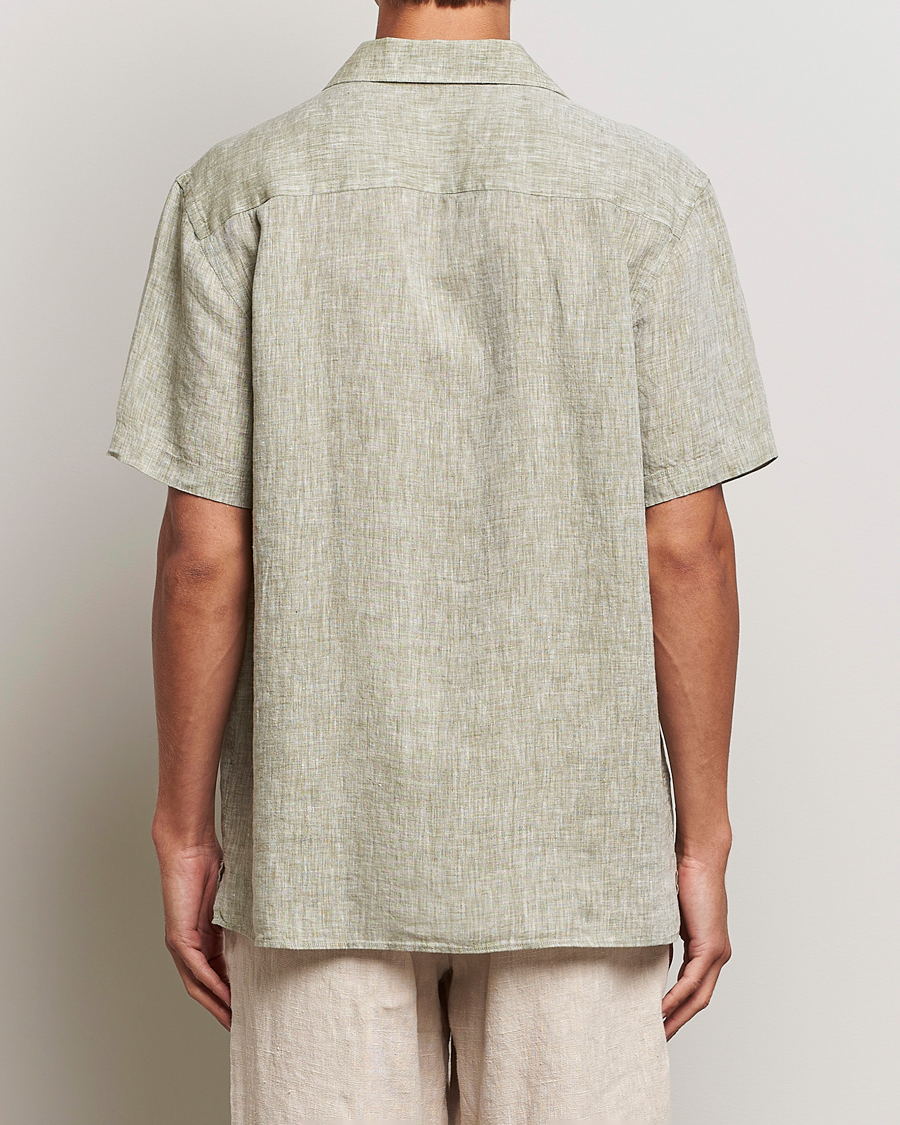 Heren | Overhemden | J.Lindeberg | Reg Fit Linen Melange Short Sleeve Shirt Aloe