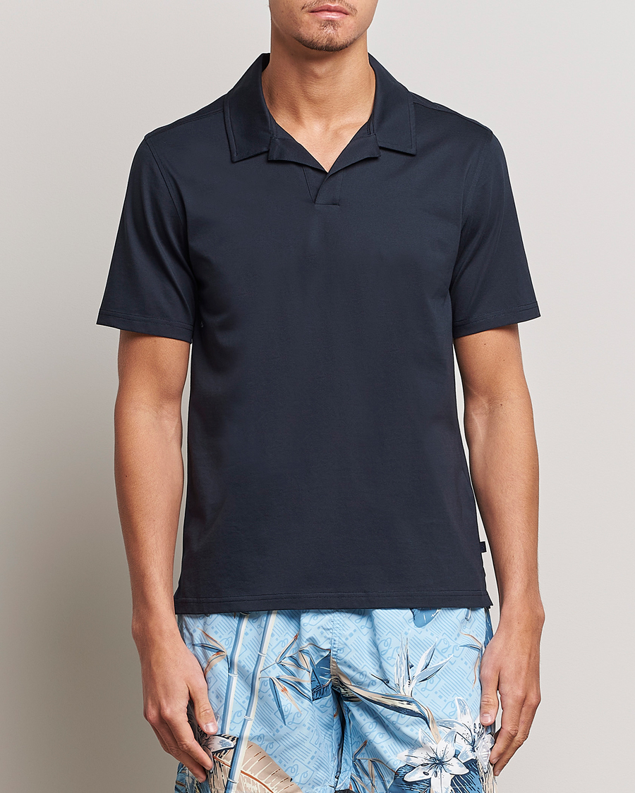 Homme | Polos | J.Lindeberg | Asher Open Collar Polo Shirt Navy