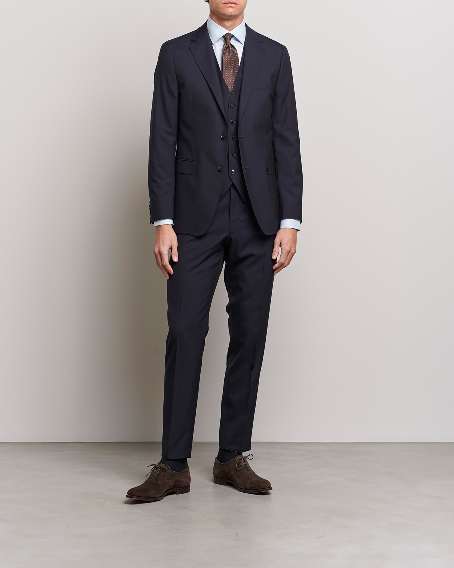 Heren | Blazers | Oscar Jacobson | Carlo Wool Waistcoat Navy