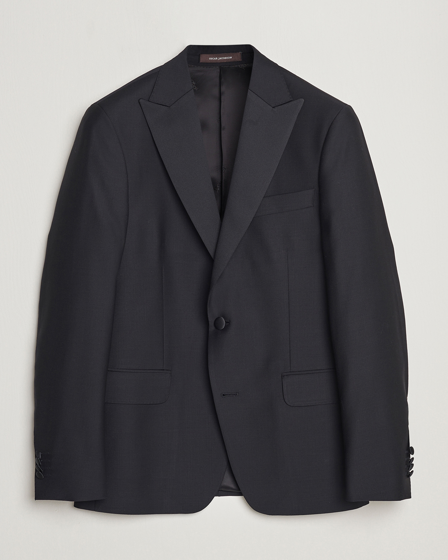 Homme | Blazers | Oscar Jacobson | Elder Wool Tuxedo Blazer Black