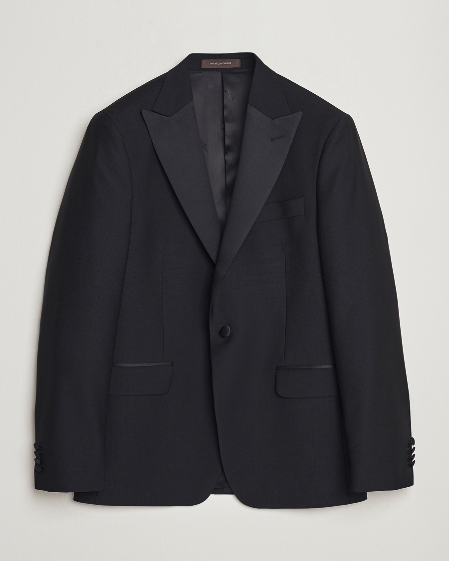 Heren | Blazers | Oscar Jacobson | Frampton Wool Tuxedo Blazer Black