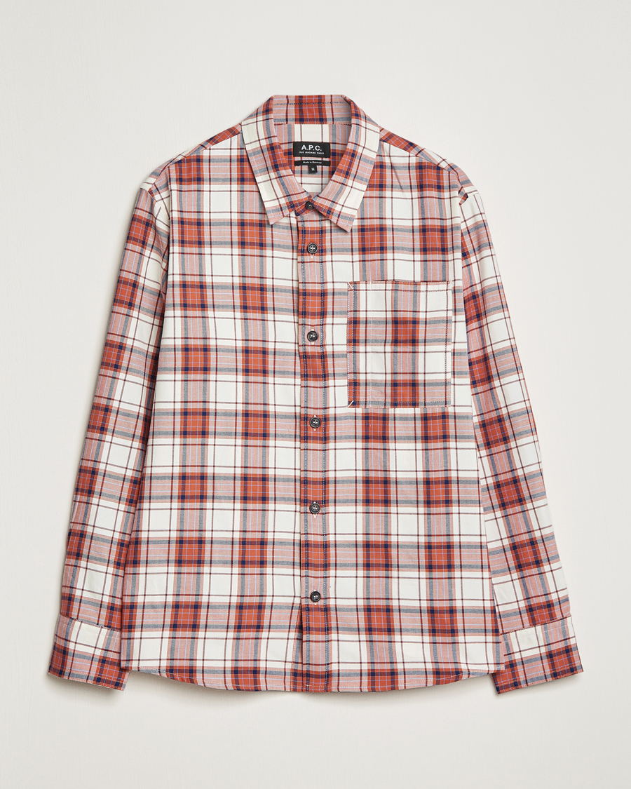 Homme | Chemises | A.P.C. | Graham Checked Overshirt Ecru/Red