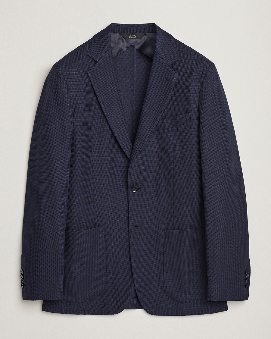 Homme | Blazers | Brioni | Wool/Silk Jacquard Jersey Blazer Navy