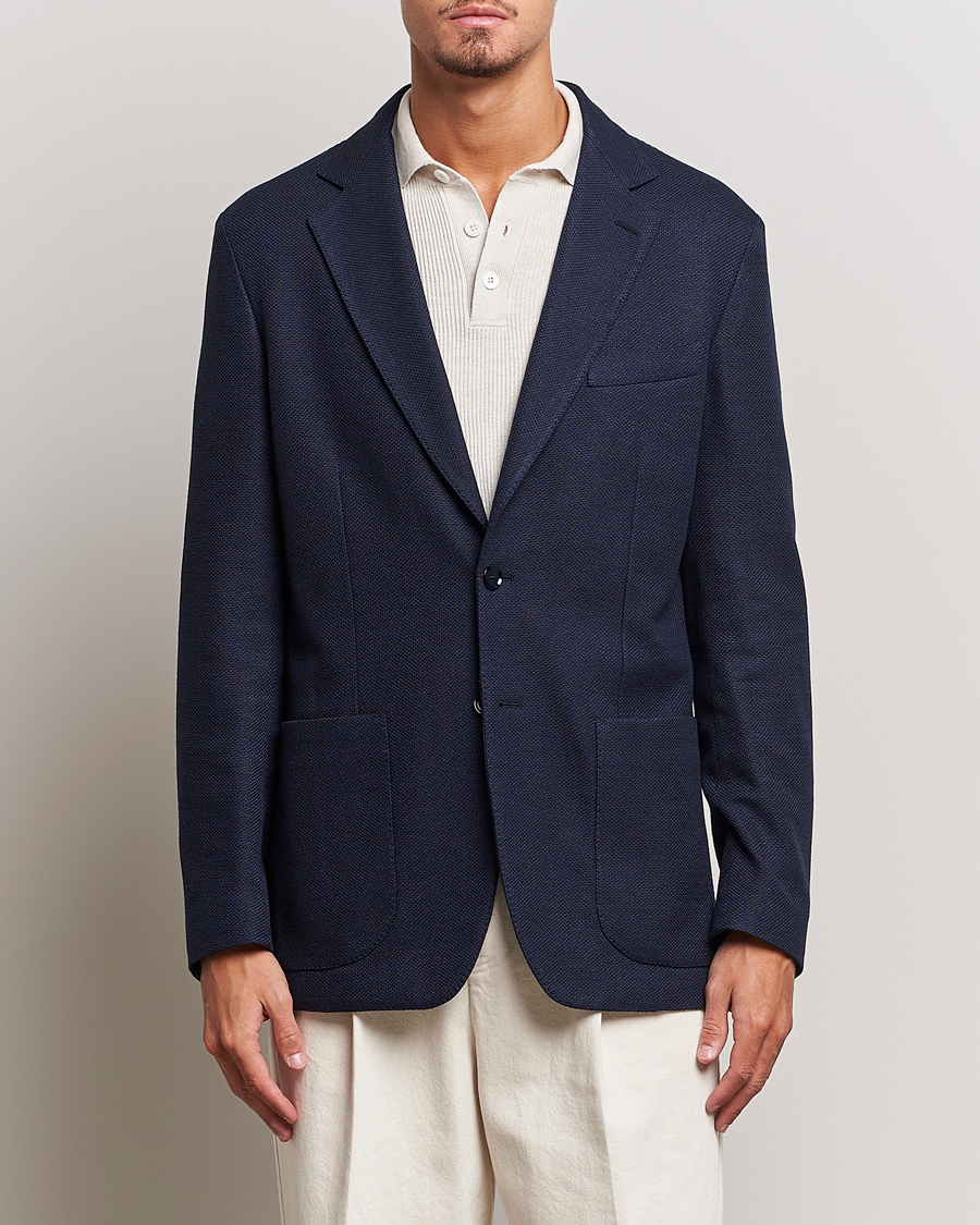 Homme | Blazers | Brioni | Wool/Silk Jacquard Jersey Blazer Navy