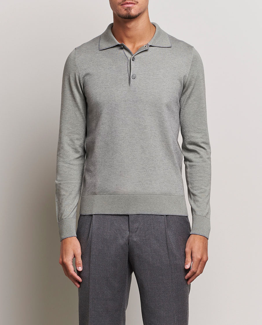 Homme | Pulls Et Tricots | Brioni | Cashmere Blend Long Sleeve Polo Sage