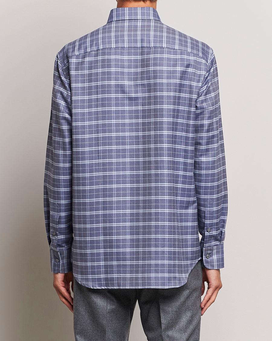 Heren | Overhemden | Brioni | Slim Fit Check Flannel Shirt Dark Blue