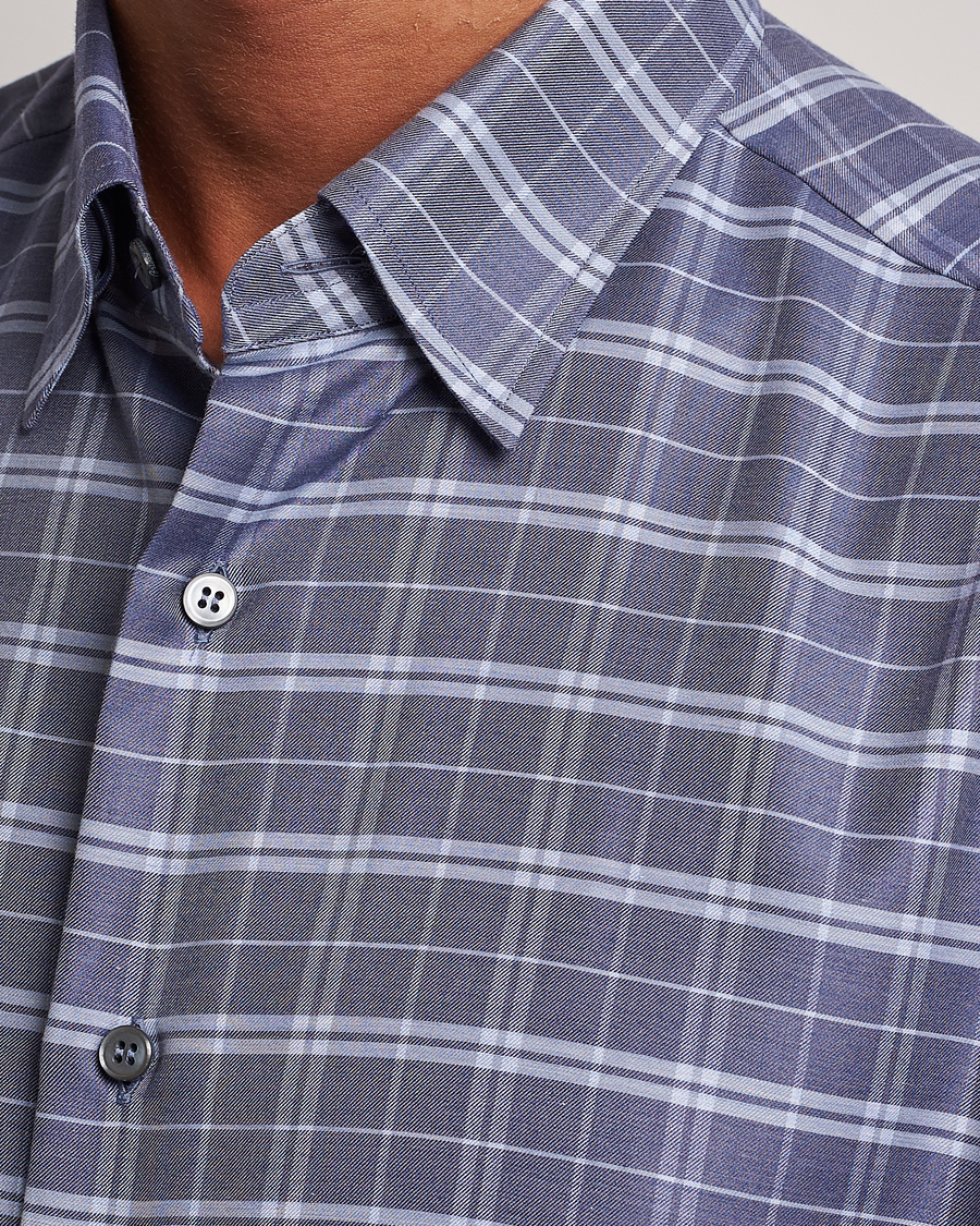 Heren | Overhemden | Brioni | Slim Fit Check Flannel Shirt Dark Blue