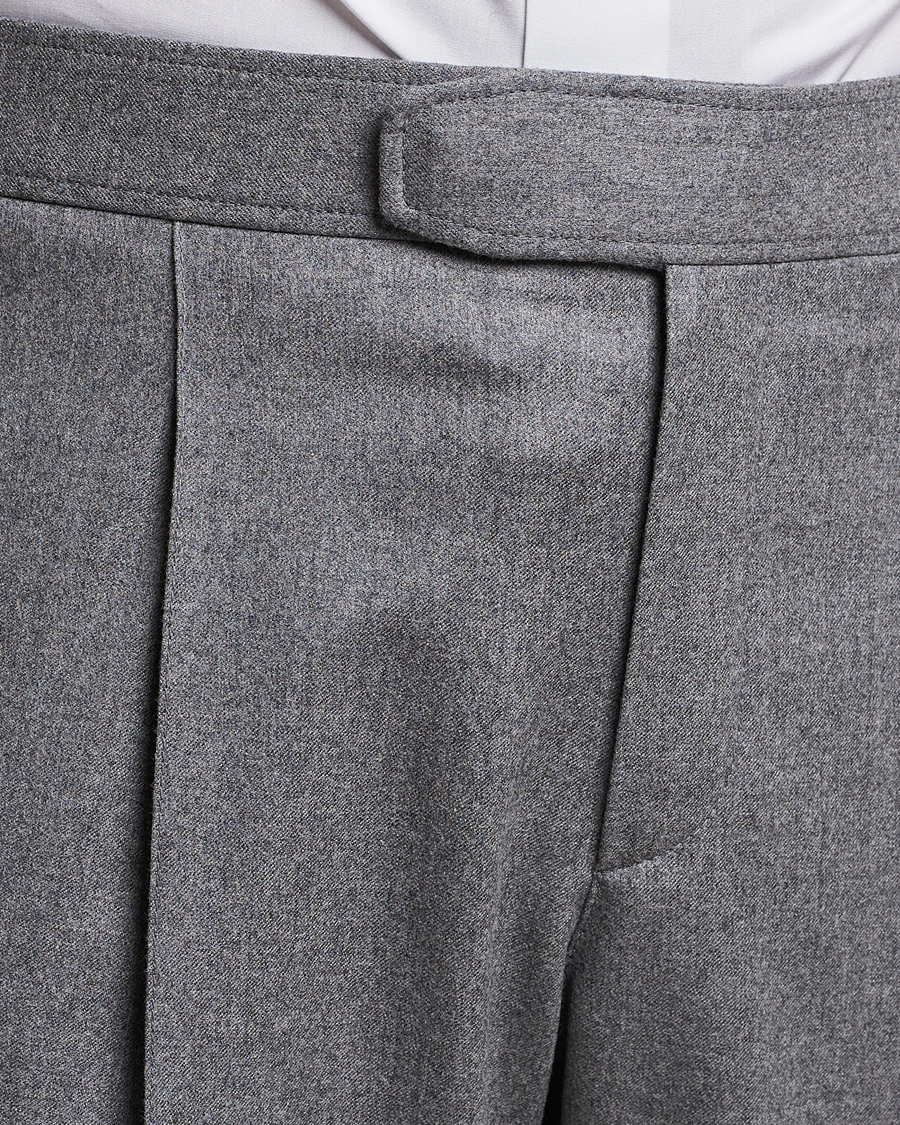 Homme | Pantalons | Brioni | Melbourne Drawstring Flannel Trousers Grey Melange