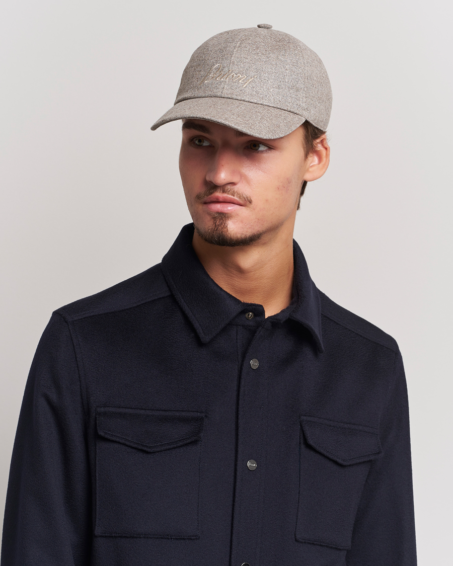 Homme | Brioni Soft Flannel Baseball Cap Beige Melange | Brioni | Soft Flannel Baseball Cap Beige Melange