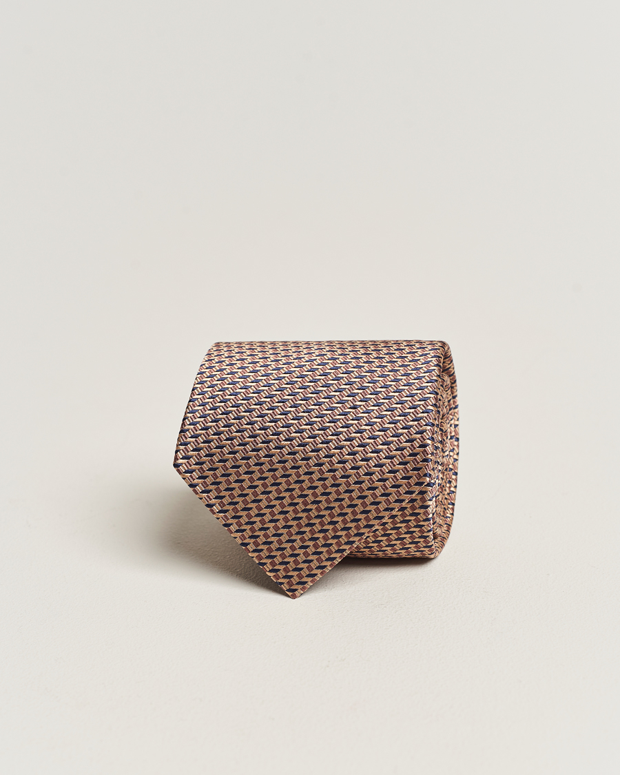 Homme | Brioni Geometrical Jacquard Silk Tie Brown | Brioni | Geometrical Jacquard Silk Tie Brown