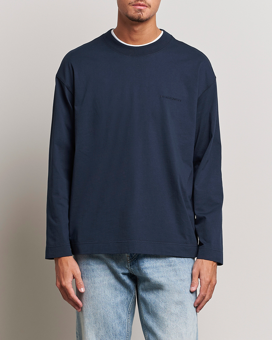 Homme | T-shirts | NN07 | Benja Pima Cotton Long Sleeve T-Shirt Navy