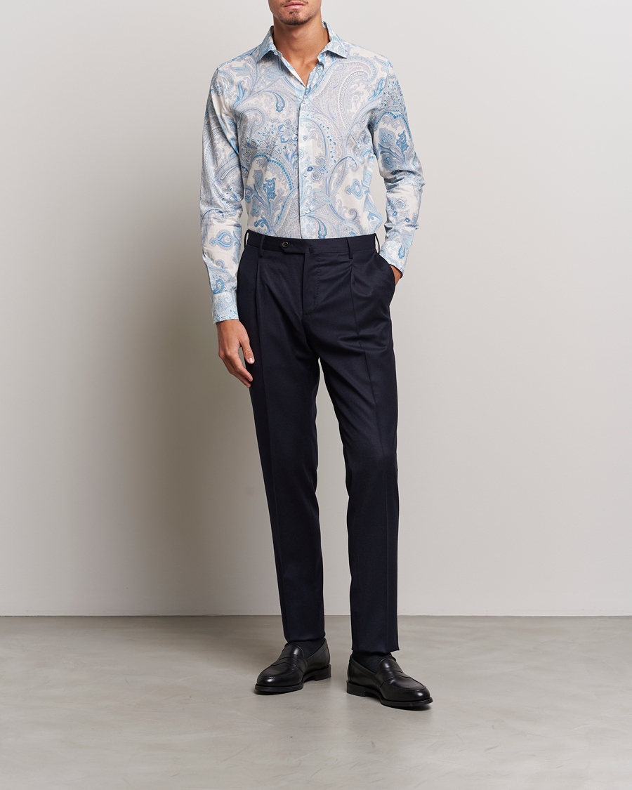 Heren | Overhemden | Etro | Slim Fit Paisley Shirt Azzurro