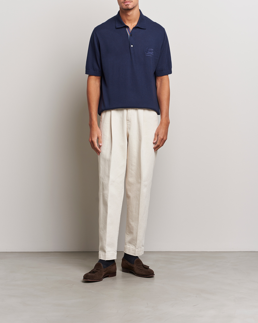 Heren | Polo's | Etro | Cotton/Cashmere Polo Navy