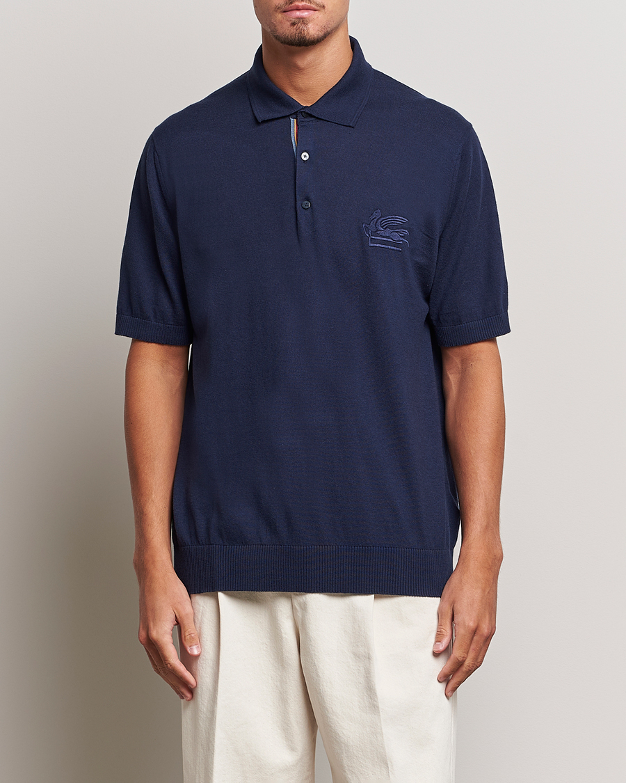 Heren | Polo's | Etro | Cotton/Cashmere Polo Navy