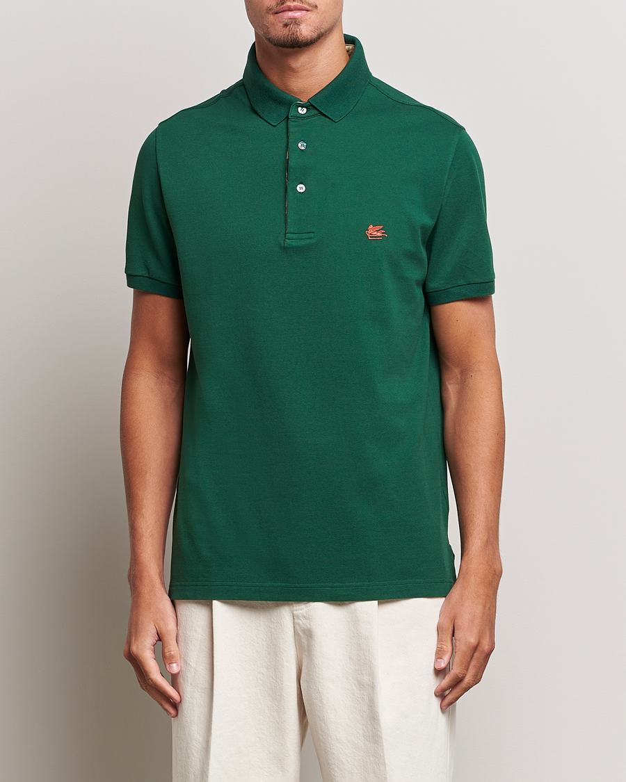 Homme | Polos | Etro | Short Sleeve Contrast Polo Dark Green