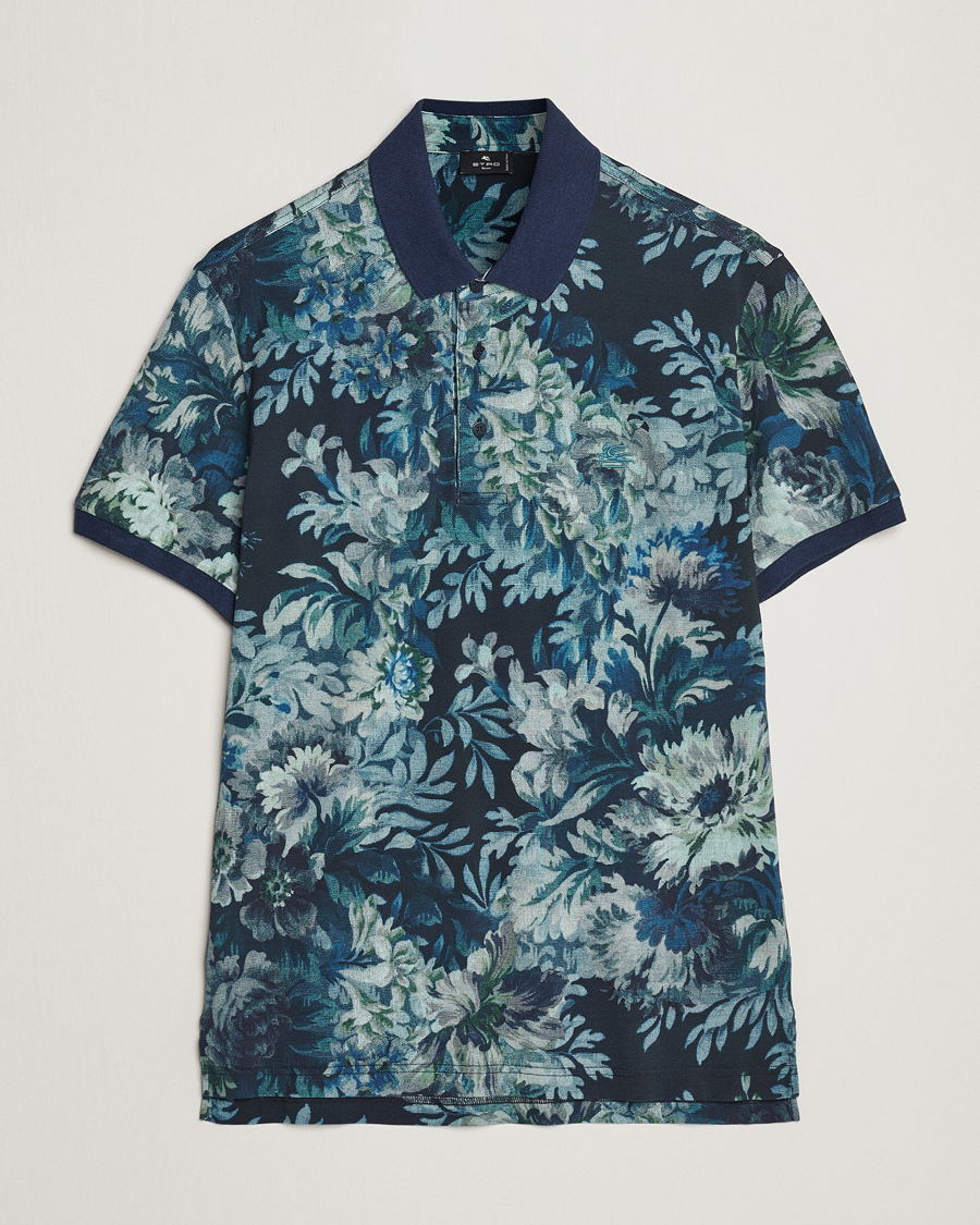 Homme | Polos | Etro | Short Sleeve Printed Polo Dark Blue