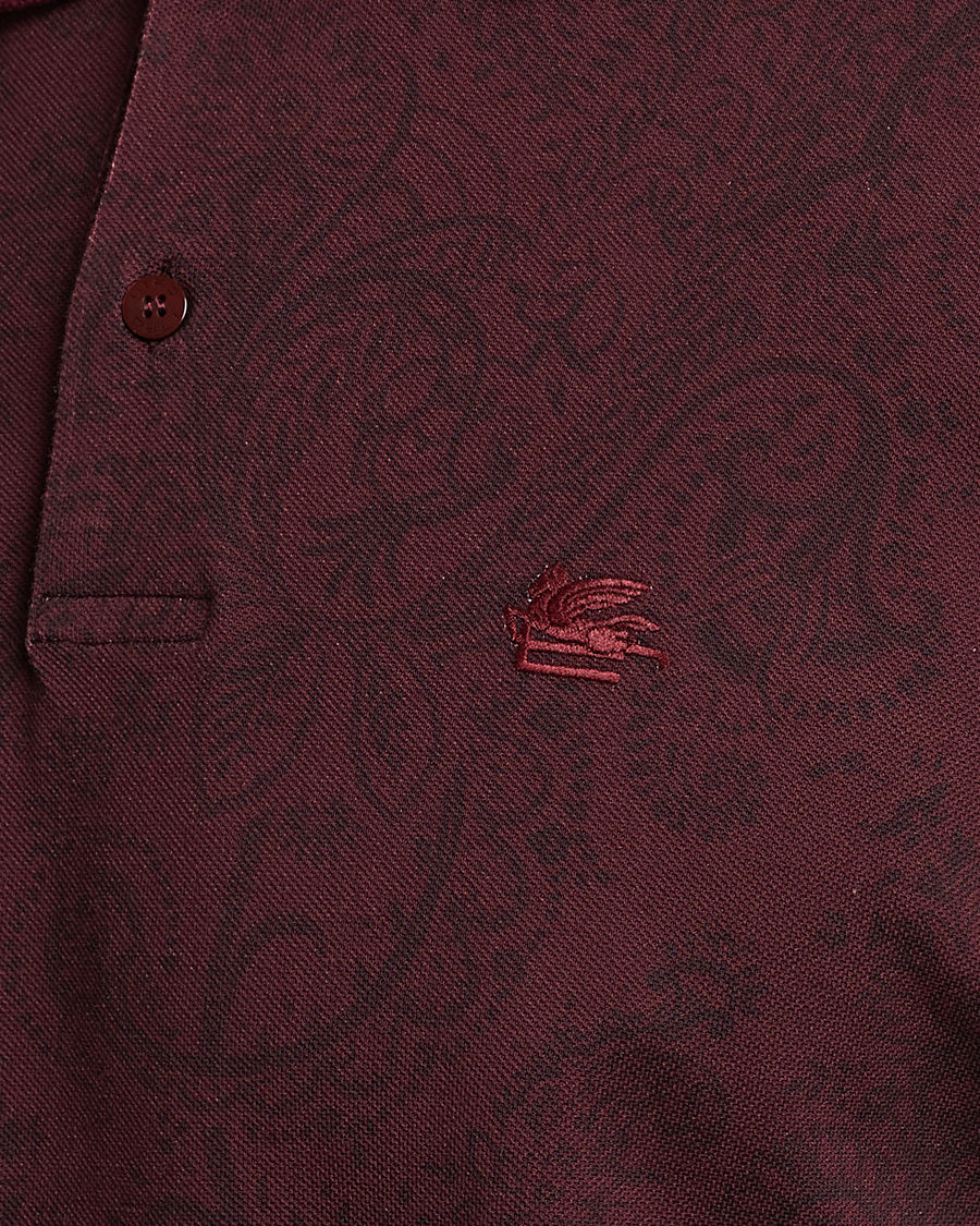 Heren | Truien | Etro | Tonal Paisley Long Sleeve Polo Burgundy