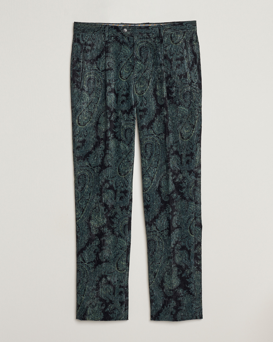 Homme | Pantalons | Etro | Tailored Paisley Corduroy Trousers Dark Blue