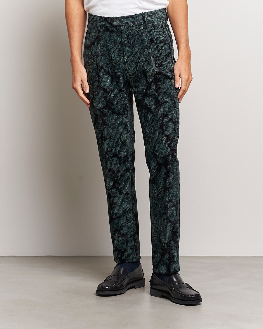 Homme | Pantalons | Etro | Tailored Paisley Corduroy Trousers Dark Blue