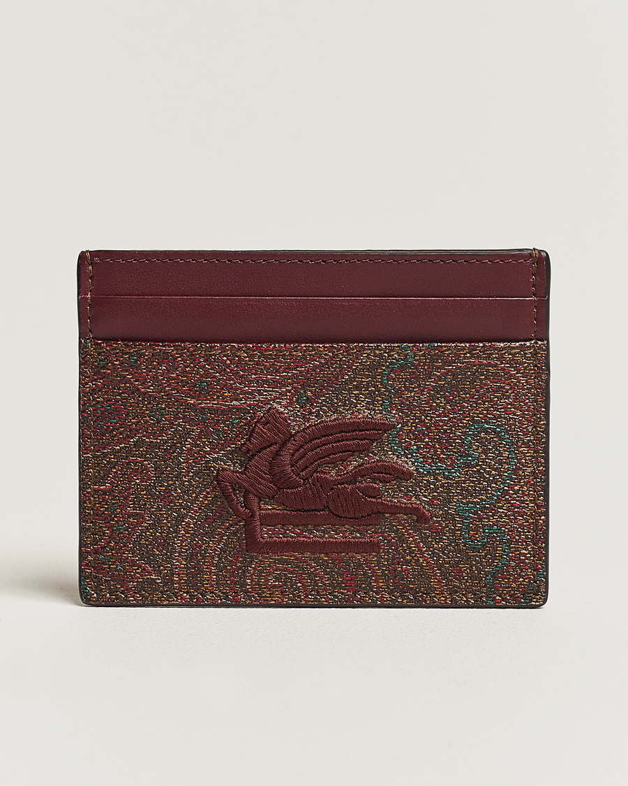 Heren | Etro Paisley Leather Cardholder Burgundy | Etro | Paisley Leather Cardholder Burgundy