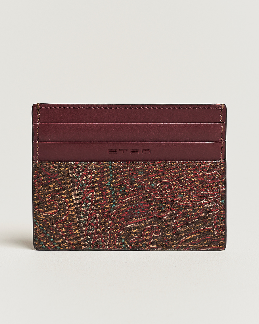 Heren | Etro Paisley Leather Cardholder Burgundy | Etro | Paisley Leather Cardholder Burgundy