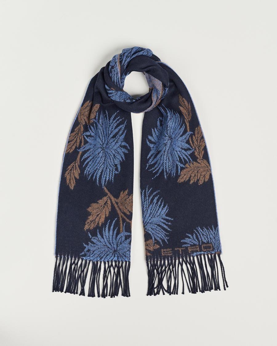 Homme | Etro Floral Wool Scarf Dark Blue | Etro | Floral Wool Scarf Dark Blue