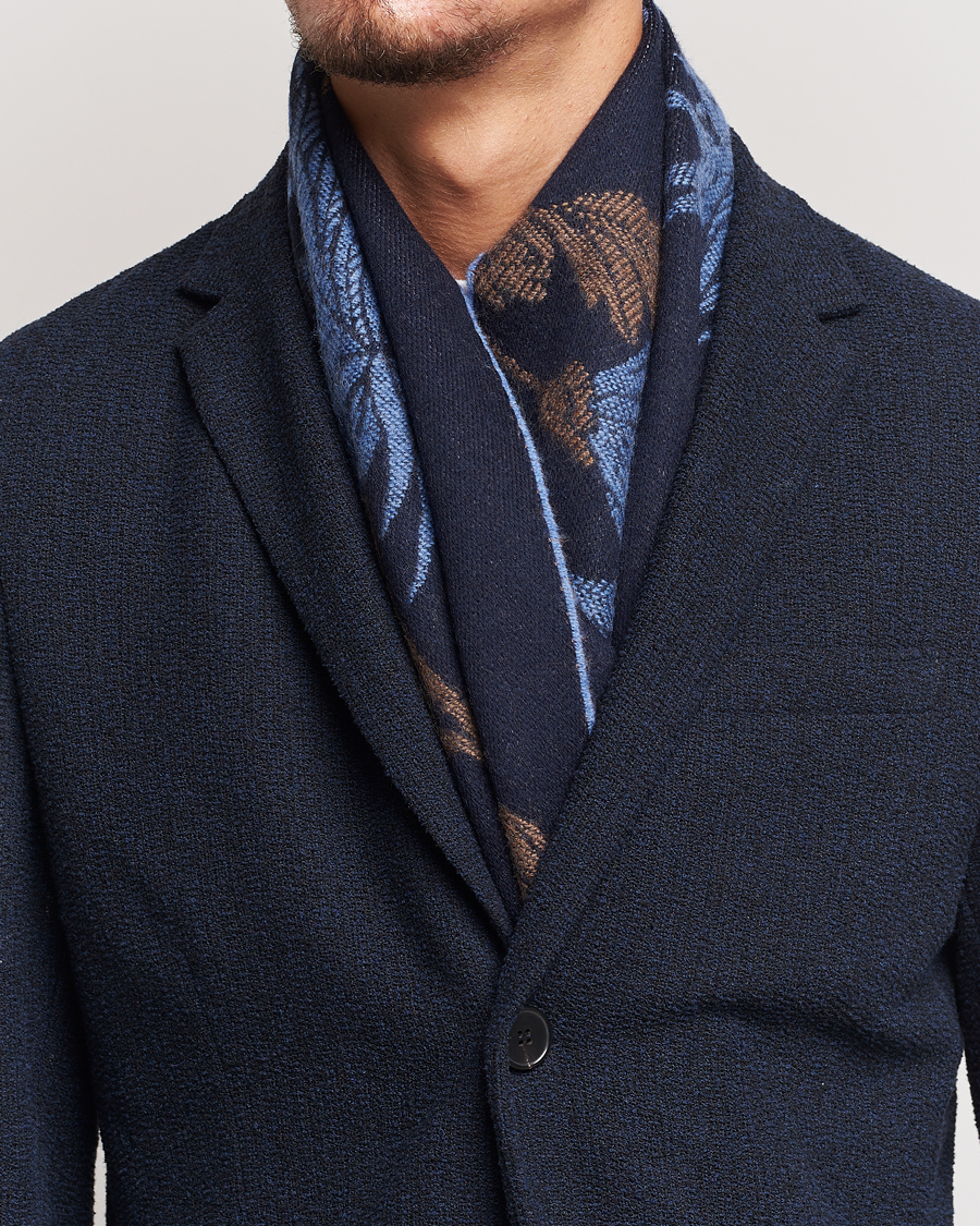 Homme | Etro Floral Wool Scarf Dark Blue | Etro | Floral Wool Scarf Dark Blue