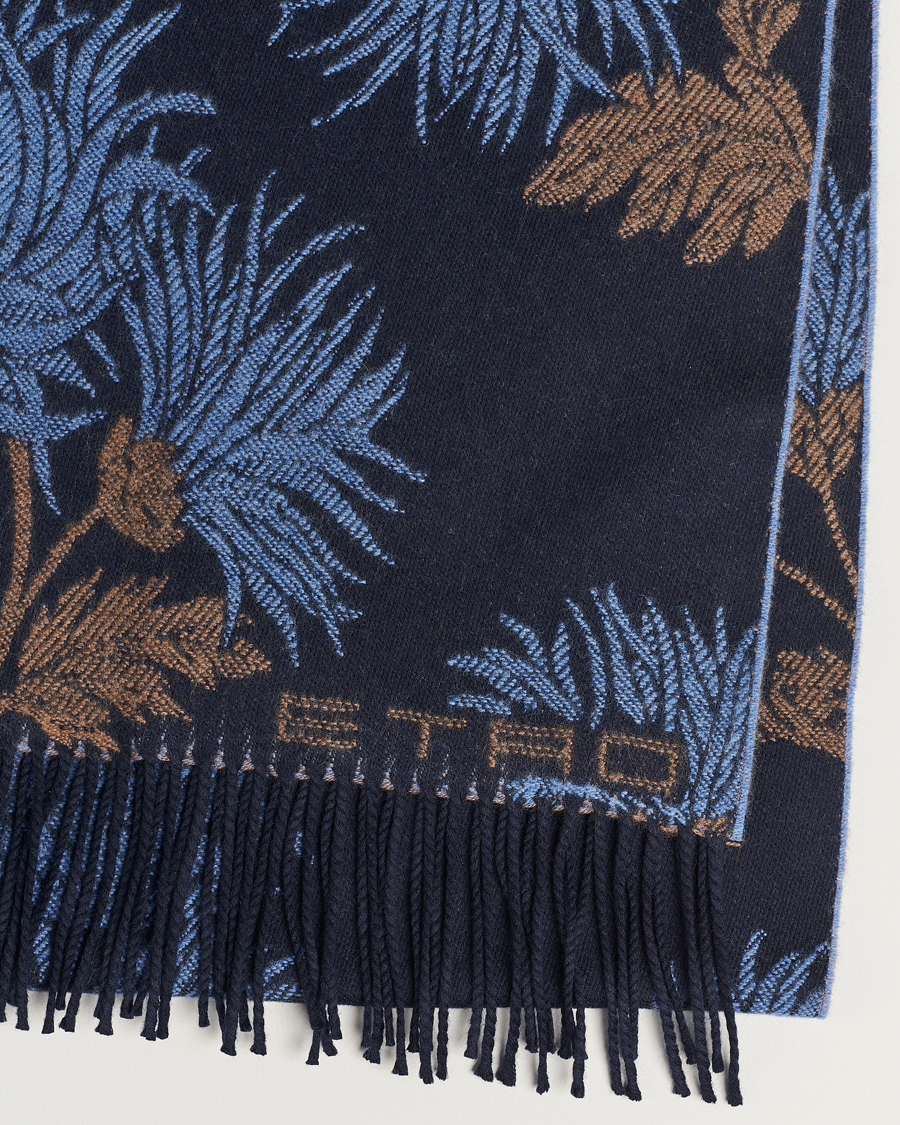 Homme | Etro Floral Wool Scarf Dark Blue | Etro | Floral Wool Scarf Dark Blue
