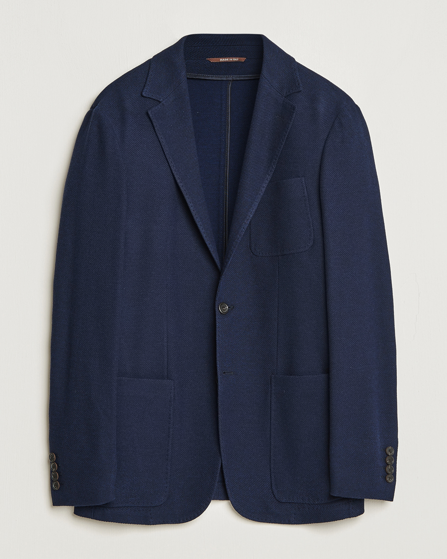 Homme | Blazers | Canali | Structured Wool Jersey Jacket Navy