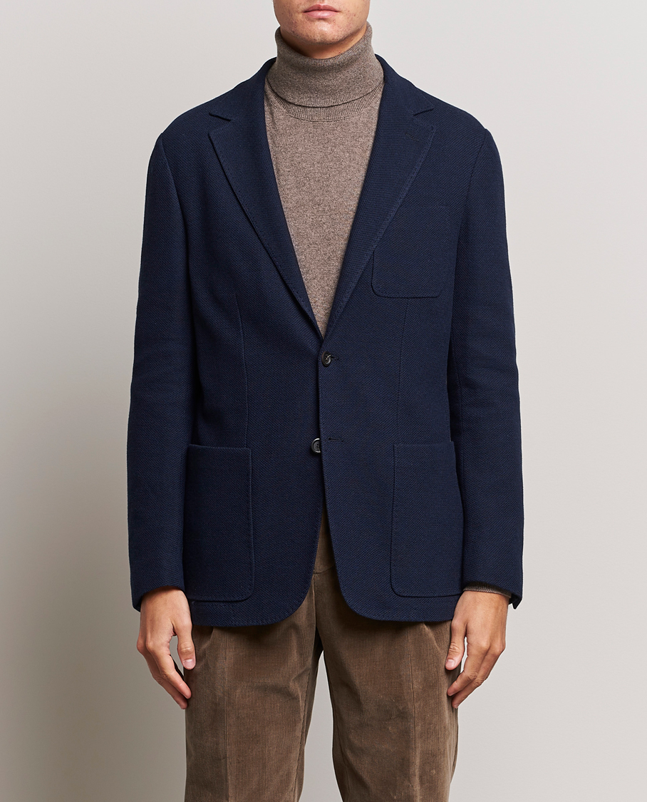 Homme | Blazers | Canali | Structured Wool Jersey Jacket Navy
