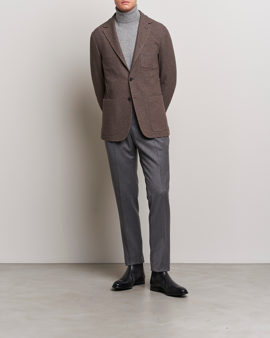 Homme | Blazers | Canali | Structured Wool Jersey Jacket Beige