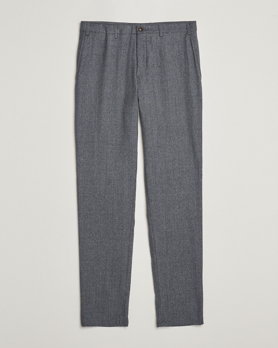 Homme | Pantalons | Canali | Slim Fit Washable Flannel Trousers Grey Melange