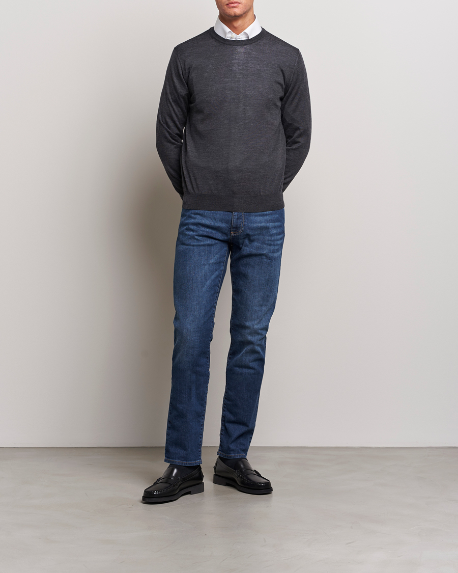 Heren | Jeans | Canali | Slim Fit Stretch Jeans Medium Blue Wash