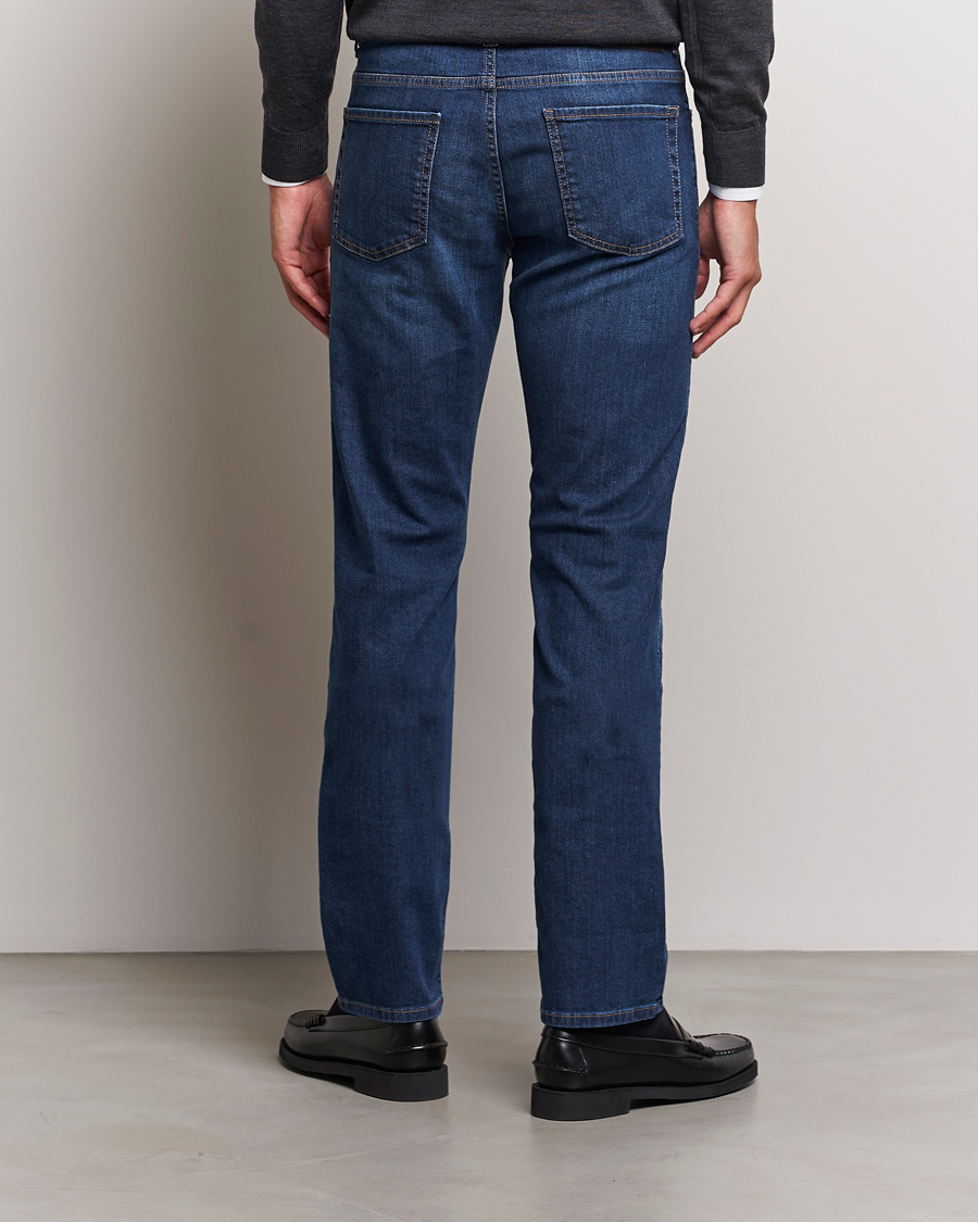 Heren | Jeans | Canali | Slim Fit Stretch Jeans Medium Blue Wash