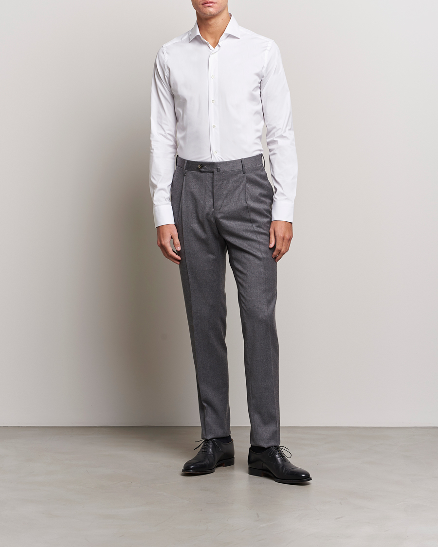 Homme | Chemises | Canali | Slim Fit Cotton/Stretch Shirt White