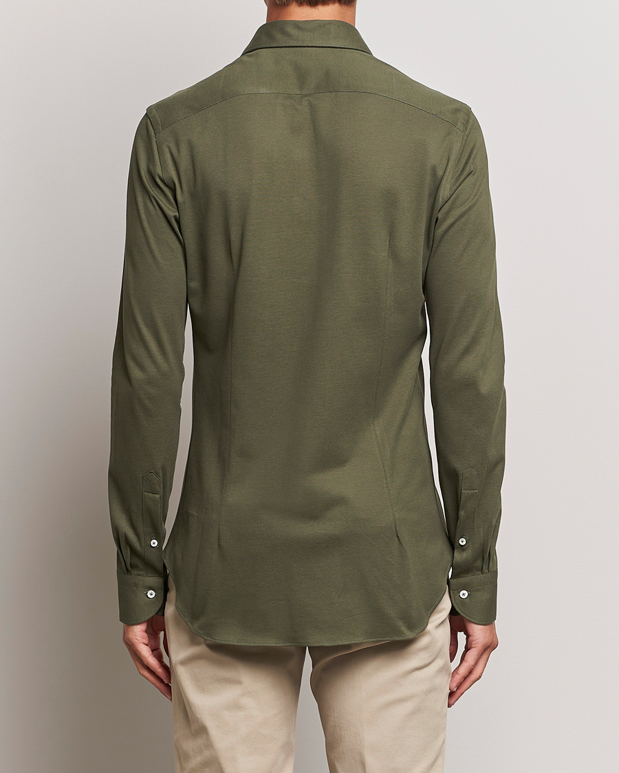 Homme | Chemises | Canali | Slim Fit Pique Shirt Dark Green